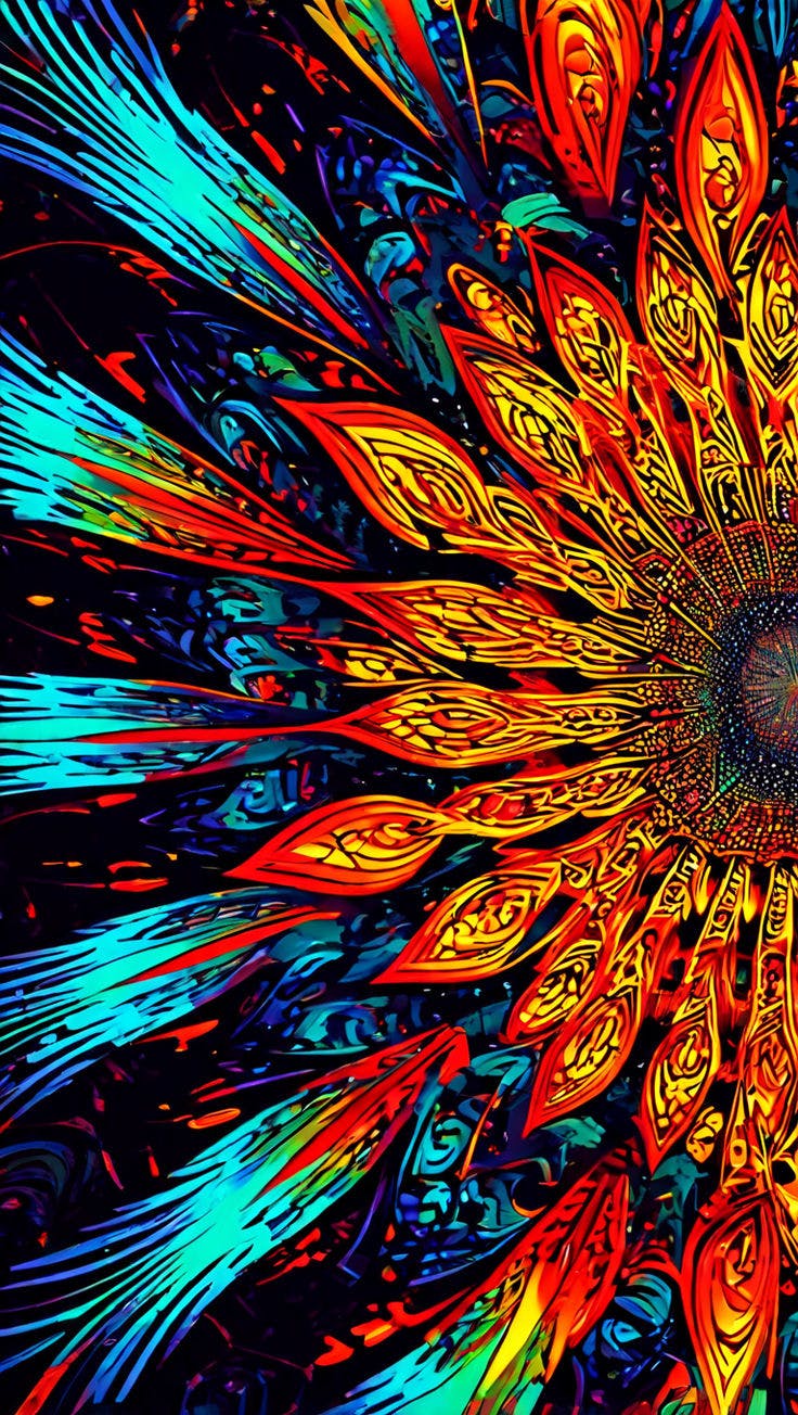 Psychedelic Visuals with Kaleidoscopic Patterns and Optical Illusions
