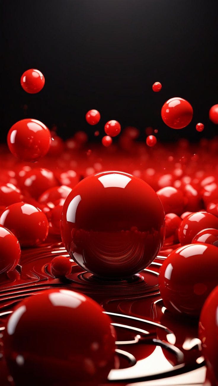 a small red ball in the center of the composition, cinematic, 3d render
