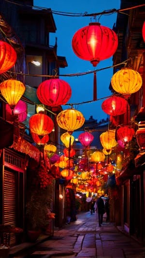 Colorful Lanterns Adorning Streets